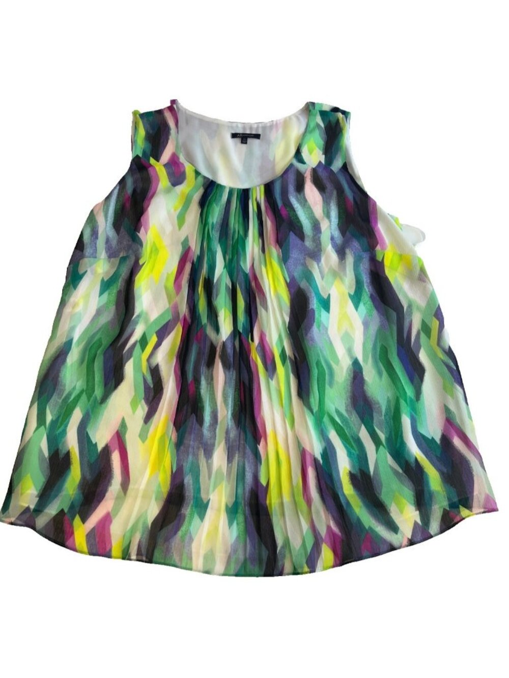Anne Klein Women's Pleated Multicolor Printed Tank Top Size 2X NEW